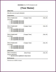 Blank Resume Format In Word