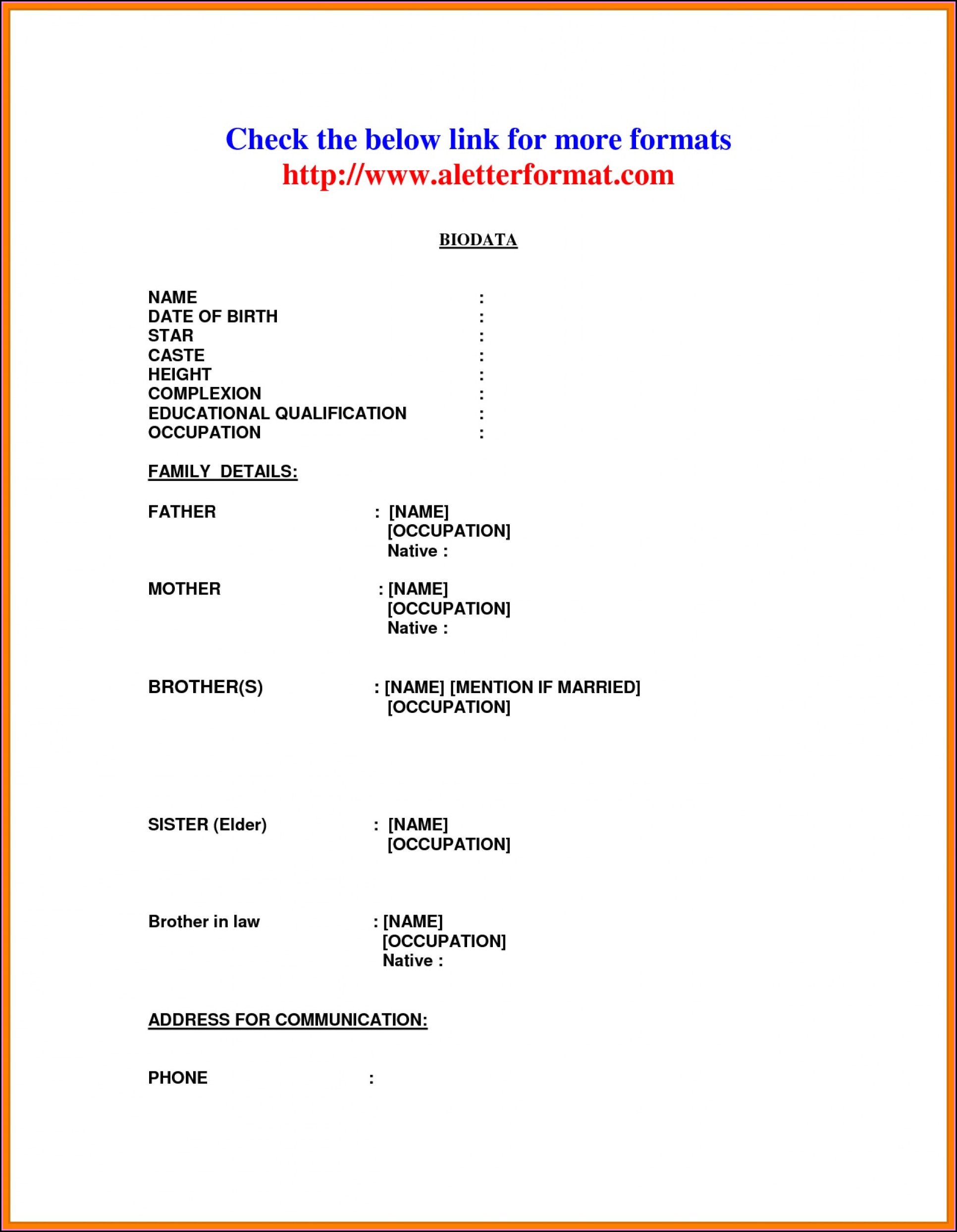 Blank Resume Format Word Free Download