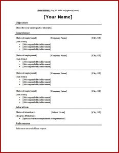 Blank Resume Template Pdf Free Download