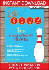 Bowling Birthday Invitation Templates