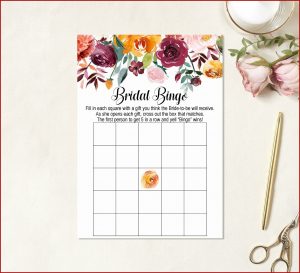Bridal Shower Bingo Template Blank