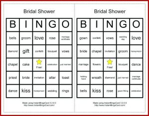 Bridal Shower Bingo Template Microsoft Word