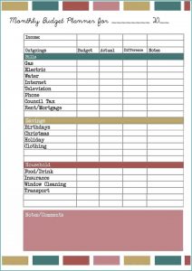 Budget Form Templates Free