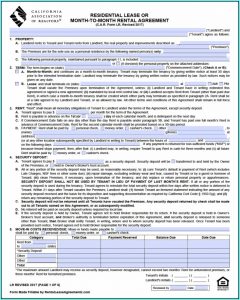 California Association Of Realtors Rental Lease Form