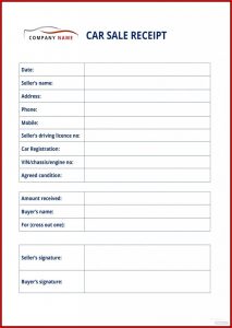 Car Sale Receipt Template Word