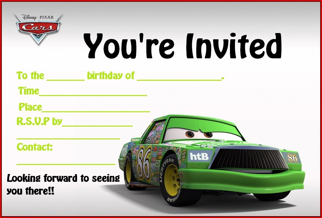 Cars Birthday Invitation Template Free