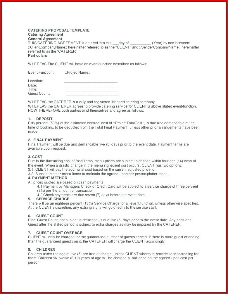 Catering Proposal Template Doc