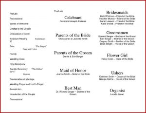 Catholic Wedding Program Template Without Mass