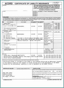 Certificate Of Liability Insurance Acord Form