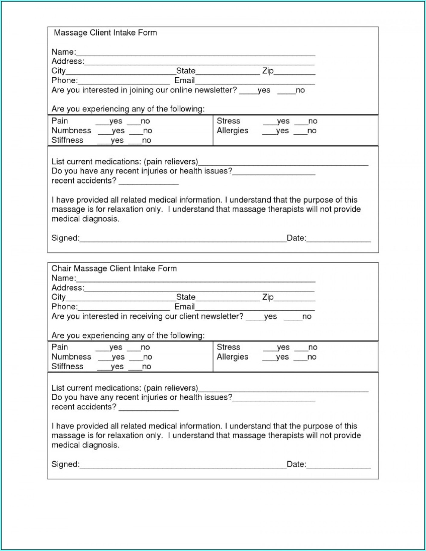 Client Intake Form Career Counseling