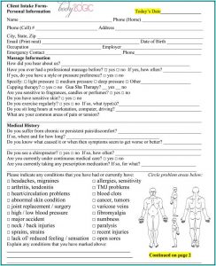 Client Intake Form Therapy