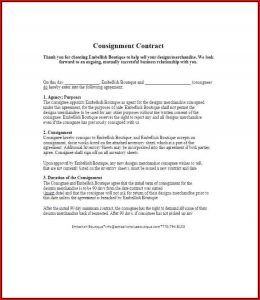 Clothing Consignment Contract Template