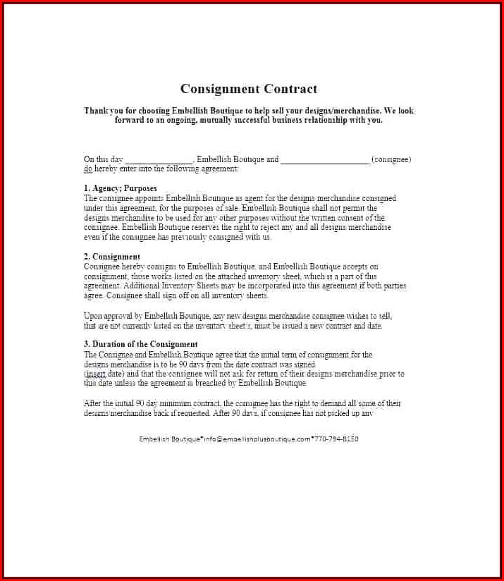 Clothing Consignment Contract Template