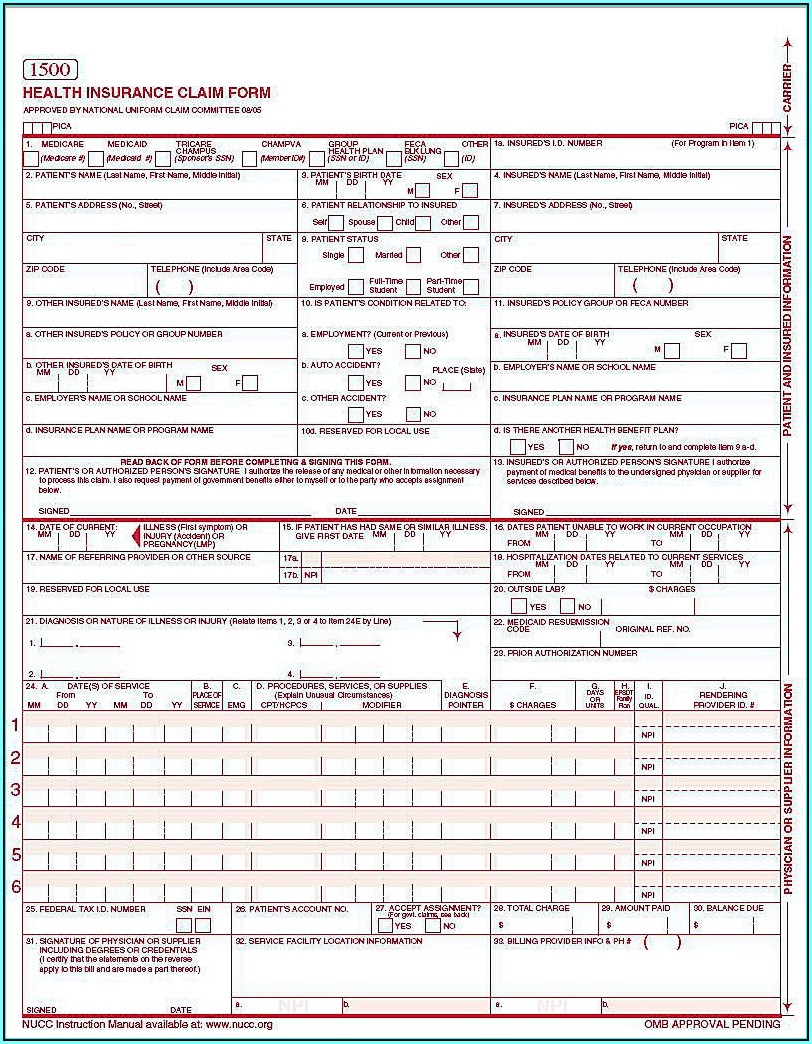 Cms 1500 Form Fillable Free