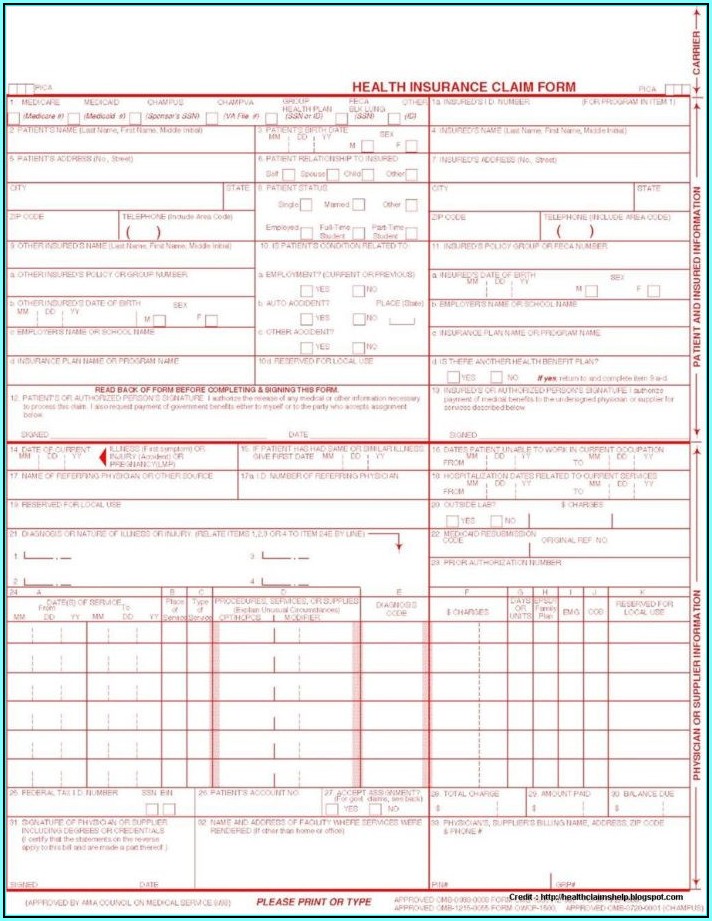 Cms 1500 Form Fillable Microsoft Word