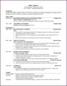 Columbia Business School Resume Template Word