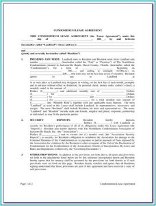 Condominium Lease Form