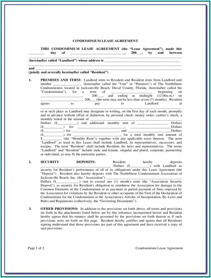 Condominium Lease Form