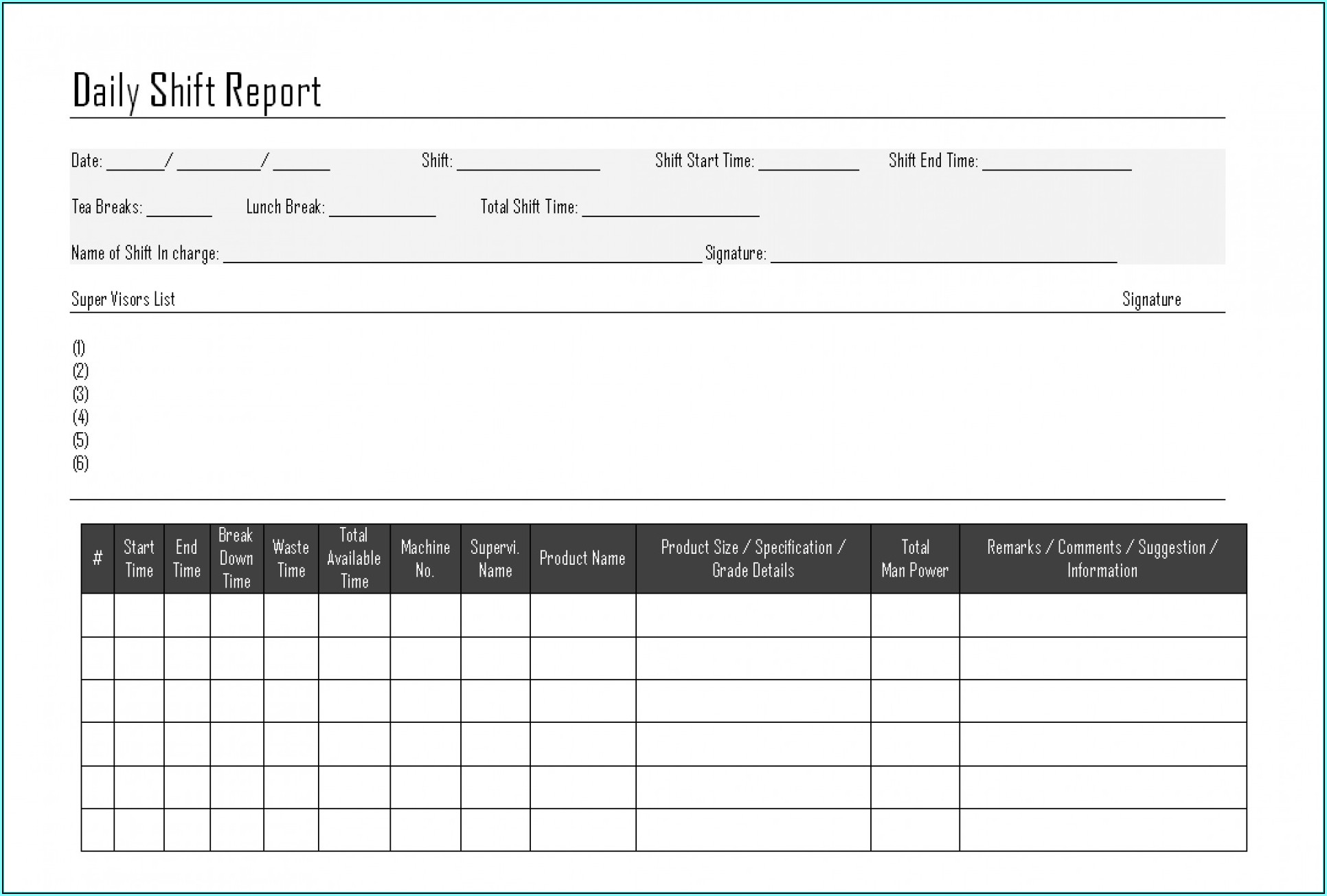 Construction Daily Report Forms Free Downloads