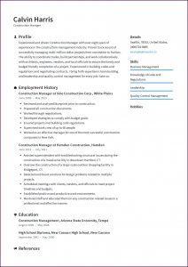 Construction Project Manager Resume Template Microsoft Word