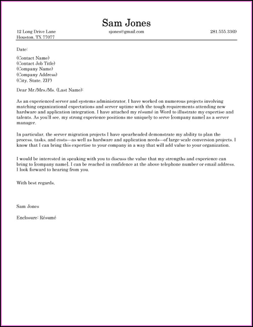 Cover Letter Samples For Resumes Free