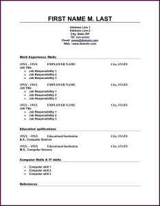 Cv Blank Template Word