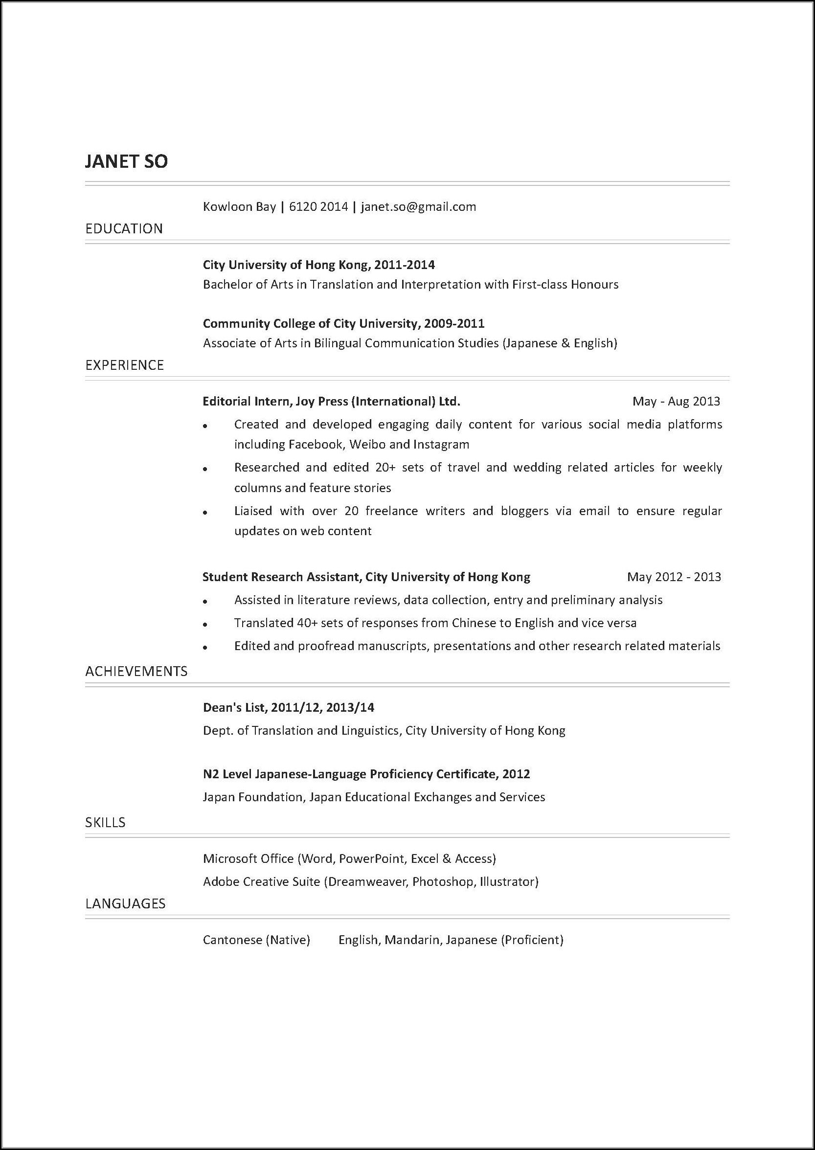 Different Resume Styles Examples