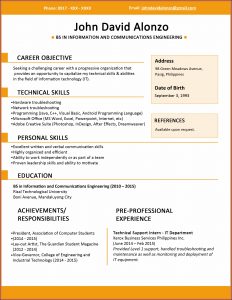 Download Resume Format Sample