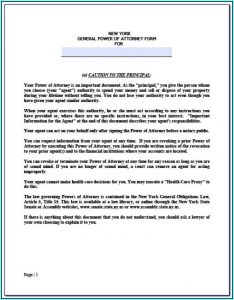 Durable General Power Of Attorney Form Ny