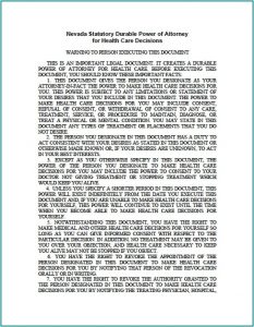 Durable Power Of Attorney Form Las Vegas