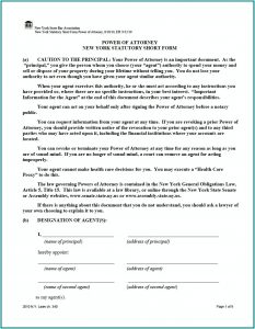 Durable Power Of Attorney Form Ny Free