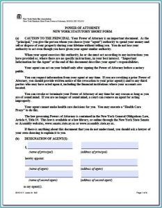 Durable Power Of Attorney Form Ny State