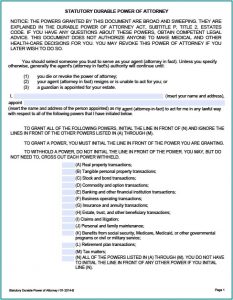 Durable Power Of Attorney Form Texas