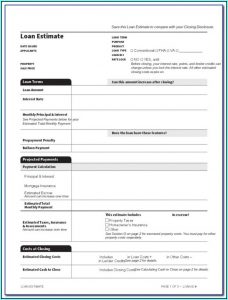 Editable Loan Estimate Form
