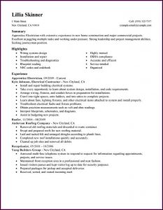 Electrician Apprenticeship Resume Templates