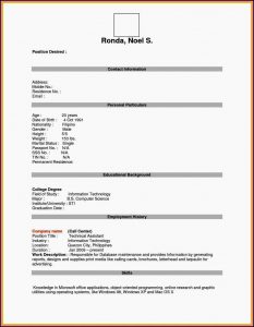 Empty Resume Format Pdf