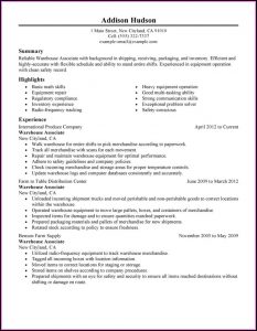 Examples Of Warehouse Worker Resume