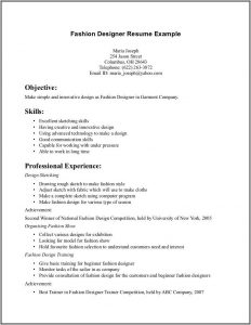 Fashion Designer Fresher Resume Pdf