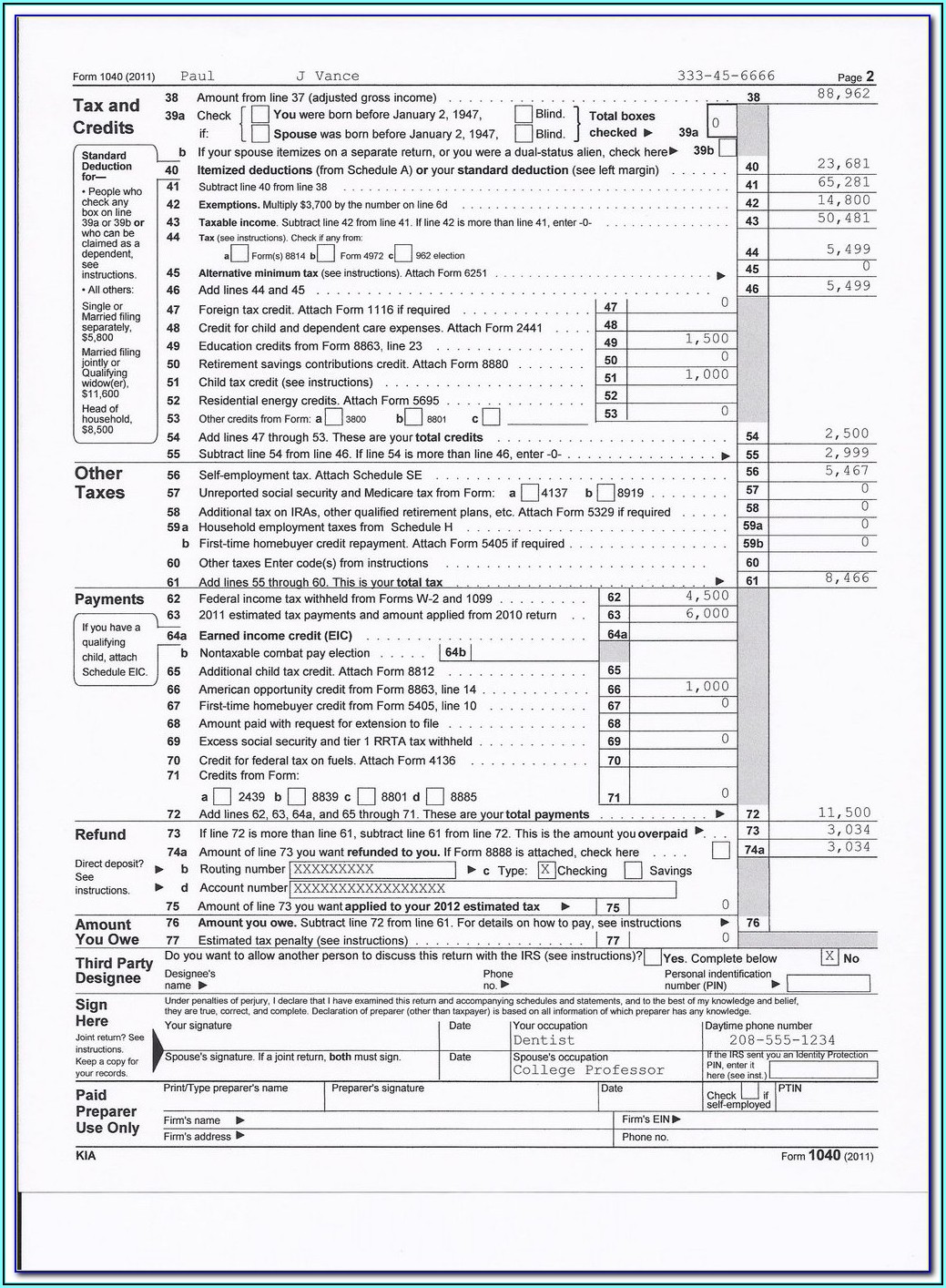 Federal 1040ez Tax Form
