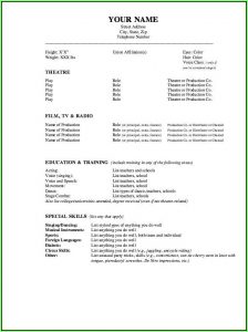 Fill In The Blank Acting Resume Template