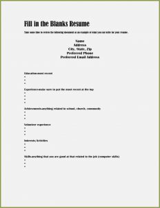 Fill In The Blank Resume Template Pdf
