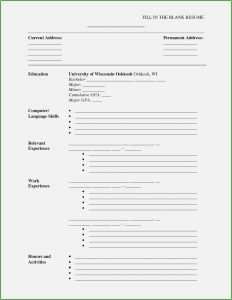 Fill In The Blank Resume Templates