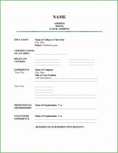 Free Blank Resume Templates To Print