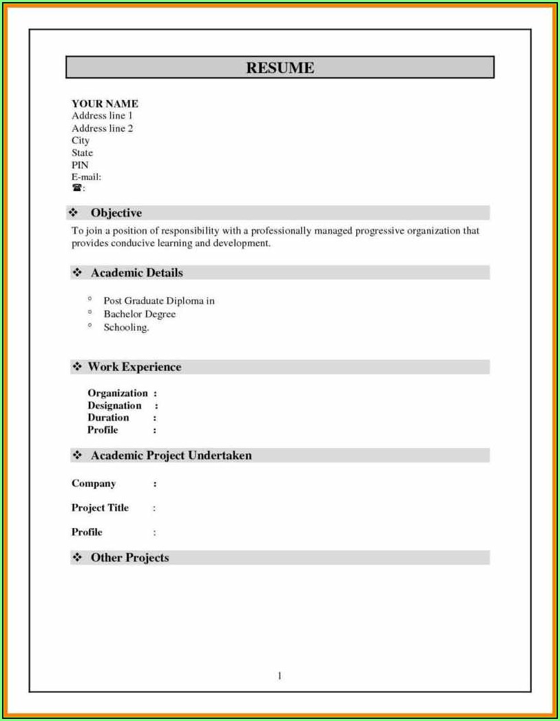Free Cv Format Download In Ms Word