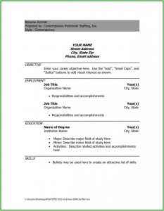 Free Download Sample Resume In Word Format