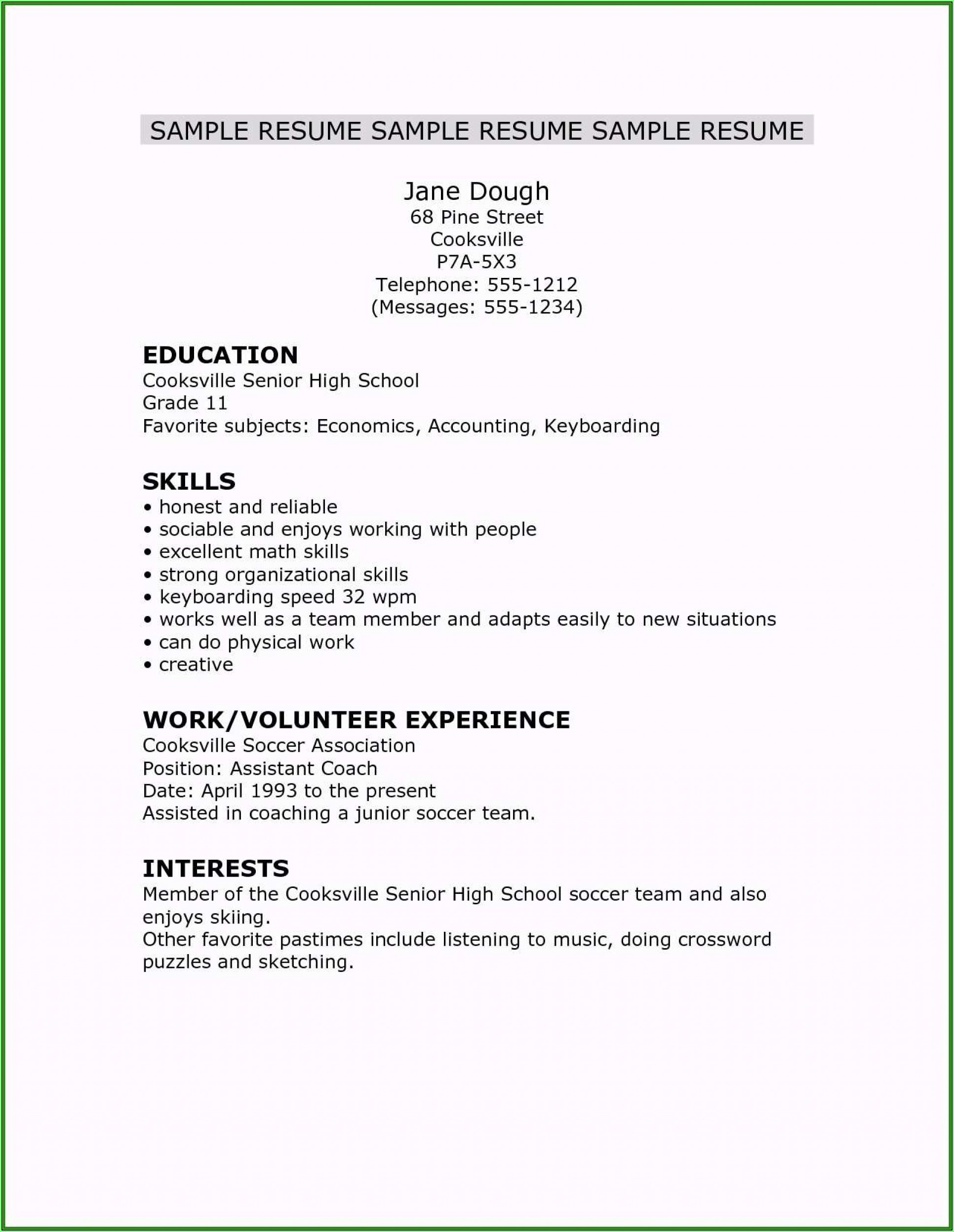 Free High School Resume For College Template