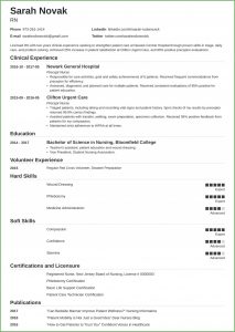 Free Nursing Resume Template Examples