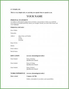 Free Printable Job Resume Format