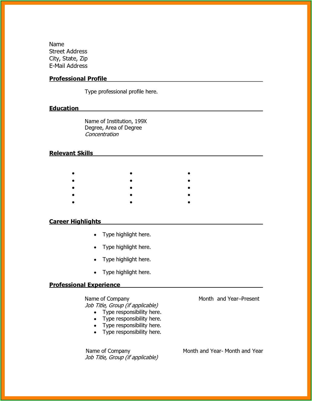 Free Printable Resume Maker