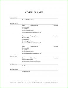 Free Printable Resume Outline